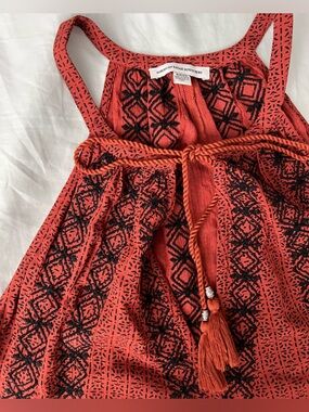American Eagle Outfitters Rust Red Dress with Black Embroidery
